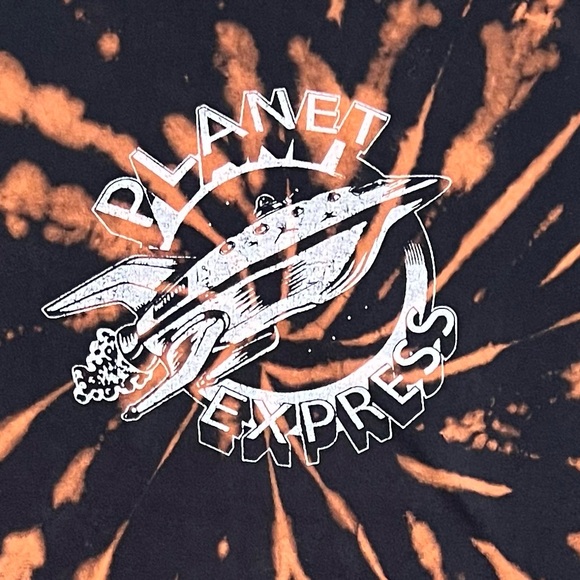1/1 Futurama Planet Express Rocket Logo Custom Bleach Washed Dyed Tee XL - Picture 2 of 5